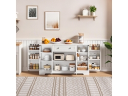 Aparador de cocina multifuncional con puertas y estantes ajustables, diseño moderno, antivuelco, ideal para la cocina y el salón.