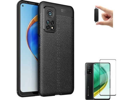 Kit Funda, Protector y Soporte Xiaomi Mi 10T Pro Rugged Leather Negro