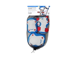 Protecciones Infantiles OLSSON - Rojo/Azul - S/M - Patines Línea Skate Bici - Rodilleras Muñequeras Coderas