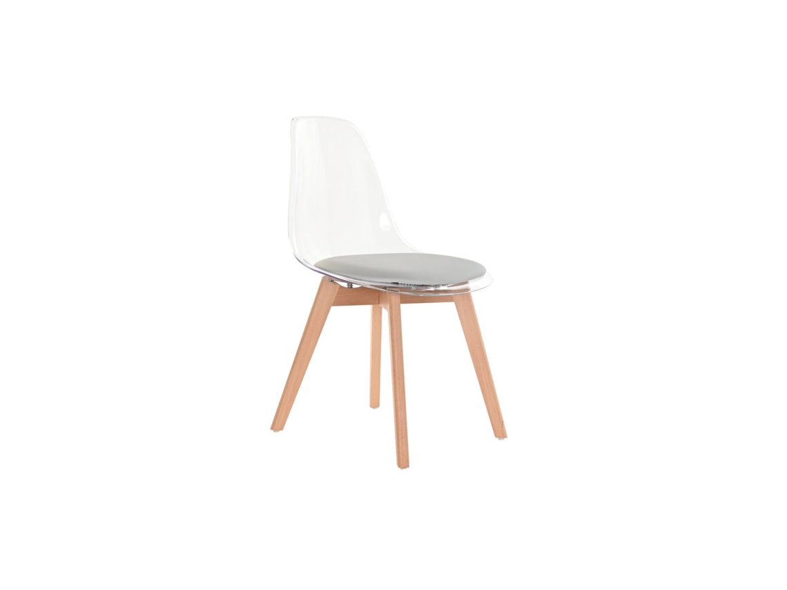 Silla Policarbonato Madera Tapizado Gris 54x47x81cm