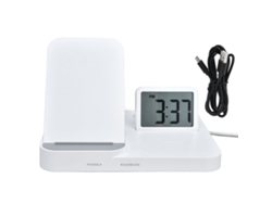 2026-reloj Alarma Digital Lcd 3 En 1 Con Cargador Inalámbrico Para Teléfono Auriculares Usb Para Hogar Oficina Blanco