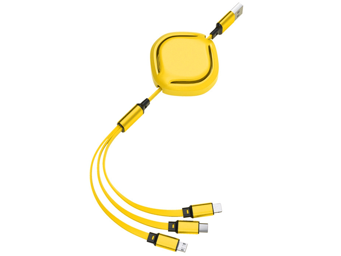 Cable De Datos Retráctil 3 En 1 (carga Rápida 3a, Extensible Hasta 1,1 M)