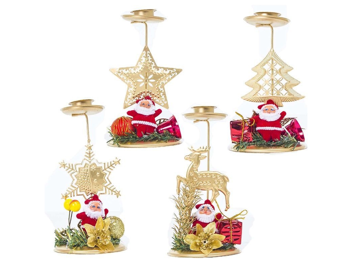 Portavelas Navideños Hechos A Mano Con Decoración De Papá Noel Y Muñeco De Nieve (reino Unido)