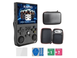 Nueva consola de juegos portátil de código abierto R36pro compatible con GBA, Arcade, Classic FC, PSP Portable, compatible con God of War, negro translúcido de 64 g Sfushos