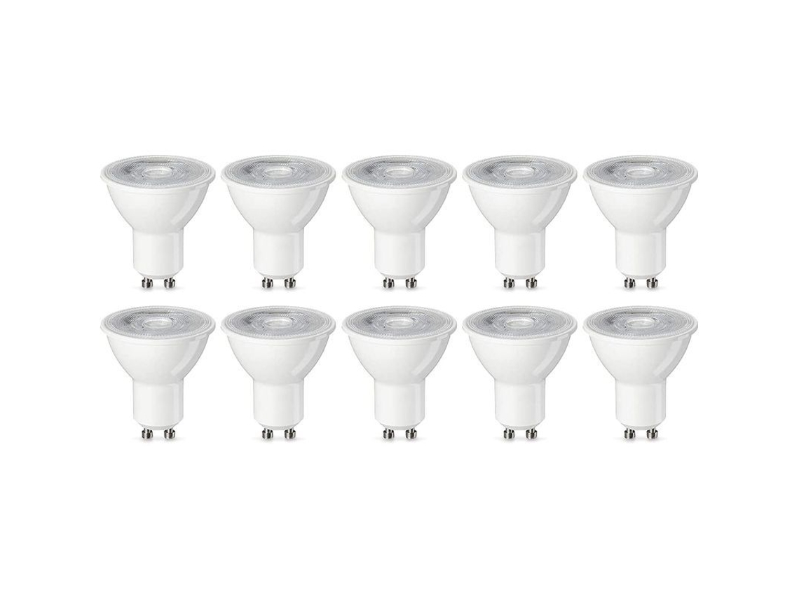 Bombilla Led Gu10 Tipo Foco De 4,7 W (equivalente A 50 W), Luz Blanca Cálida, No Regulable (paquete De 10) clase Energética F