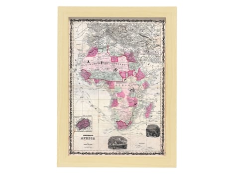 NACNIC Pósters Geográficos En Estilo Vintage. Mapa De África De 1862. Ilustraciones De Antiguos Mapamundis En Tonos Sepia. Tamaño A3, Con Marco Neg...