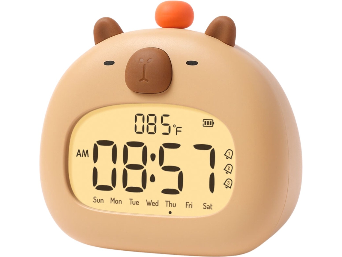 Reloj Capivara Infantil Usb-c Recargable Dimable C Luz Nocturna Entrenador Sonido Inalámbrico Sin Bpa