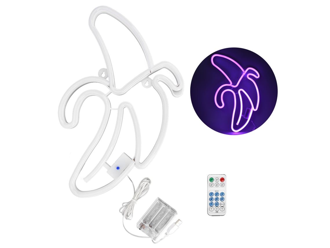 2026-luz Neón De Plátano Led Morado Con Control Remoto 8 Modos Decoración Pared Luz Ambiente Morado