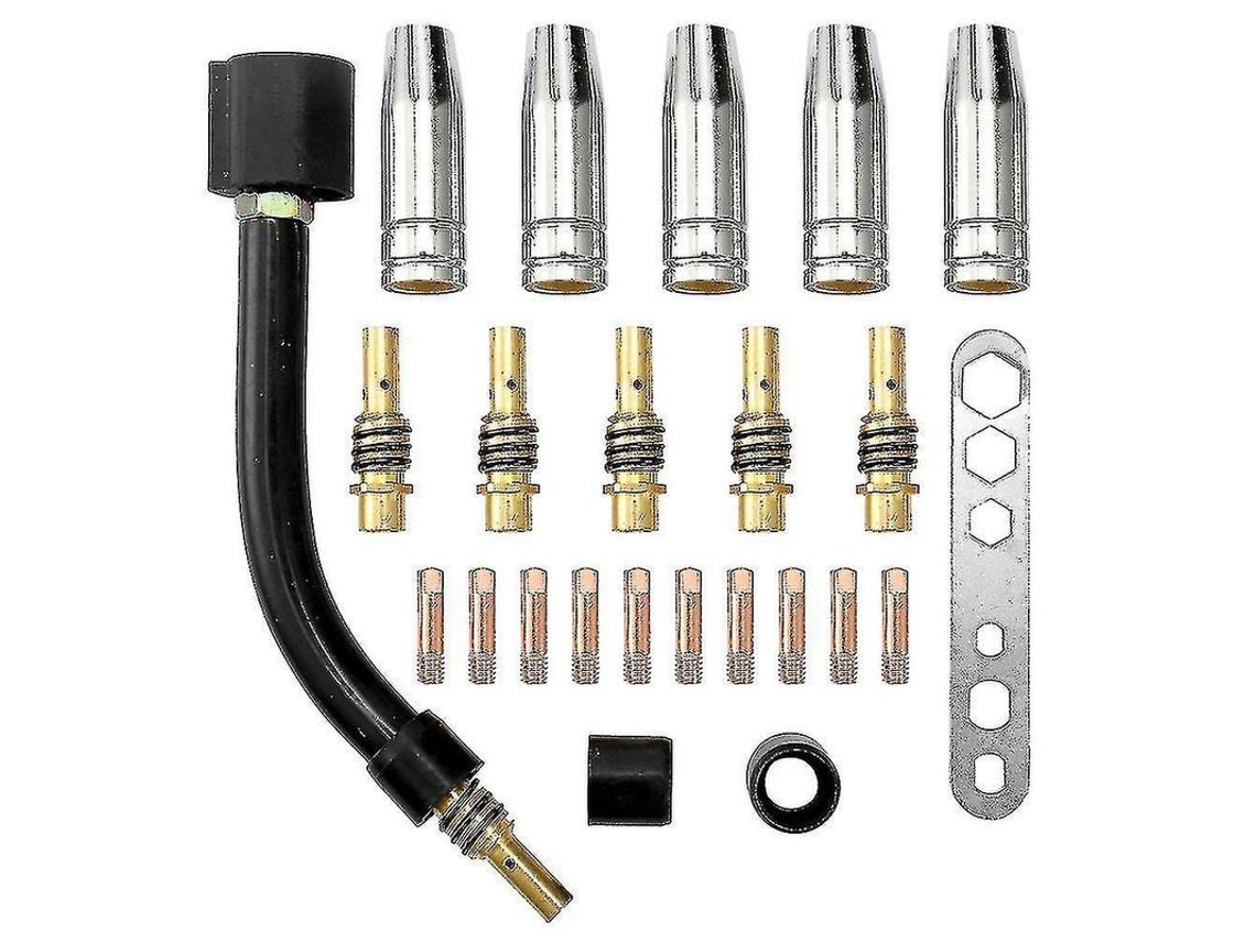 24pcs/set Piezas De Consumibles Para Antorcha Mig 15ak Electrodo Copa Protectora Varilla De Enlace Punta Cuello De Ganso 1.0mm