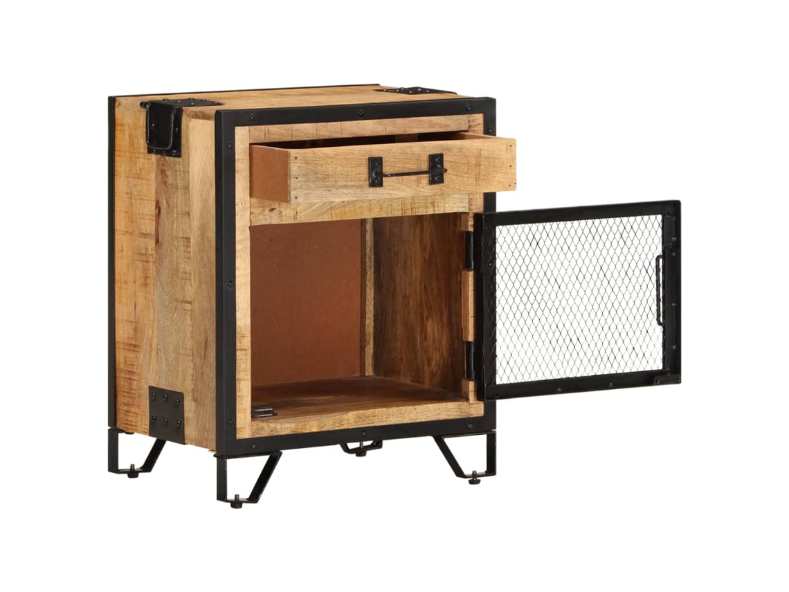 Maison Exclusive - Mesita De Noche Madera Maciza De Mango Sin Tratar 43x30x51 Cm
