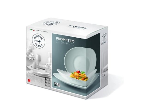Vajilla opal blanca prometeo 18 piezas