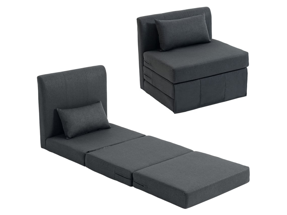 Sofá cama 2 en 1/sofá plegable, lino gris oscuro