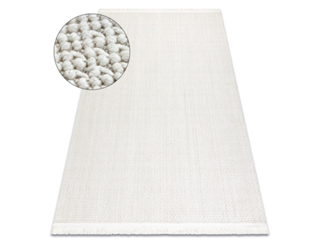Alfombra DYWANY LUSZCZOW NANO FH93A llanura color bucle tejido plano blanco