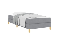 Cama Individual | Cama Tipo Box Spring Con Colchón Gris Claro 80 X 200 Cm Tela