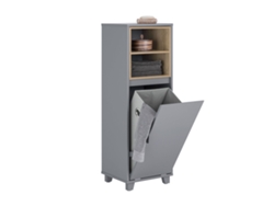 Armario de suelo para baño con 2 estantes abiertos, armario alto para baño con 1 cesta para la ropa sucia, BZR146DG, SoBuy