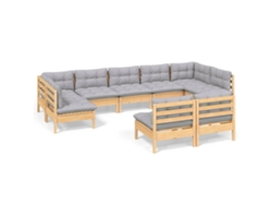 Maison Exclusive - Juego De Muebles De Jardín 9 Pzas Y Cojines Madera Maciza Pino