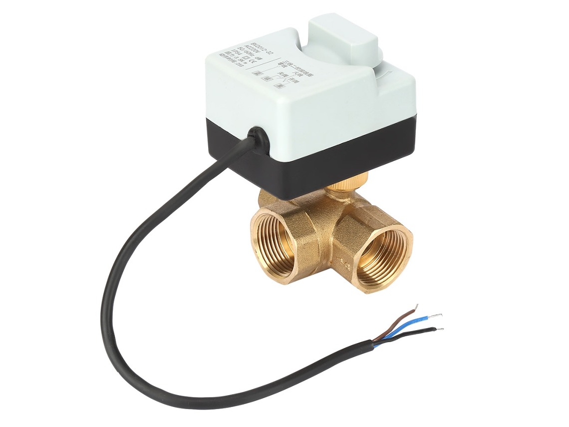 Válvula de bola motorizada de latón de 3 vías DN25 G1 con interruptor manual AC220V 3 cables
