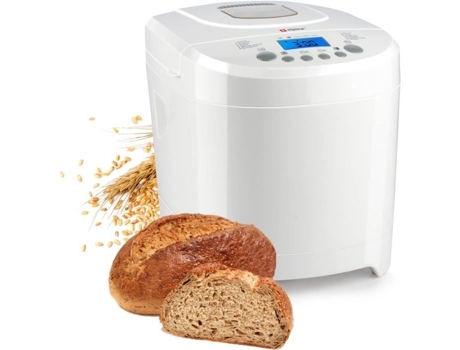 Máquina de hacer pan 600W 2L 12 programas Temporizador Pantalla LCD Panes pequeños y grandes 450 a 900 Gr ALPINA