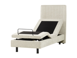 Cama Ajustável Através de Comando Remoto BELIANI Castellan de Tecido Creme 80x200