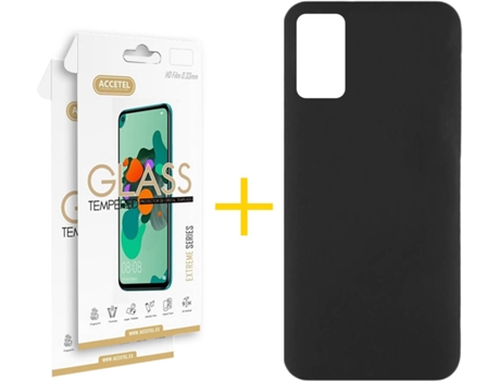 Kit Funda + 2 Protectores de Pantalla Samsung Galaxy A71 4G ACCETEL Silicona Líquida (Negro)