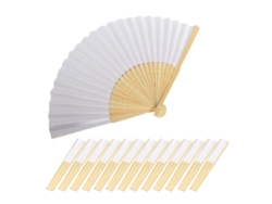 40 abanicos plegables de bambú para caligrafía, para adultos y niños, para practicar pintura, abanico plegable blanco para regalo de boda Mdug