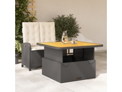 2 Pcs Conjunto De Jantar P/ Jardim C/ Almofadões Vime Pe Preto Dkd Home Decor