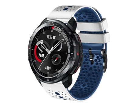 Correa Smartwatch para Honor Watch GS Pro 22mm Silicona Perforada Bicolor (Blanco + Azul)