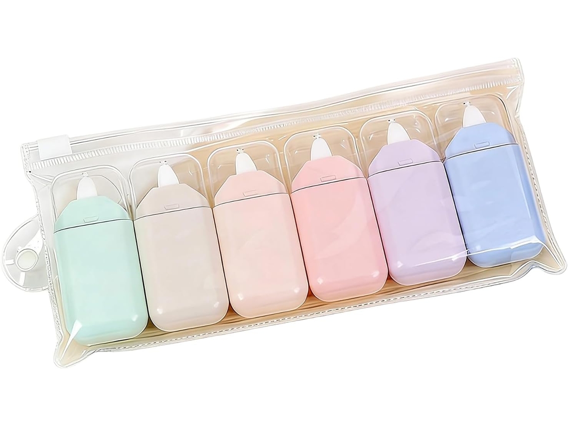Cinta Correctora Ergonómica Portátil Con Cinta Beige Oculta Para Una Escritura Fluida.