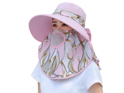 Sombrero De Sol Para Mujer Con Protección Uv, Ala Ancha, Ligero, Transpirable, Con Protección Para El Cuello Y La Cara, Color Rosa.