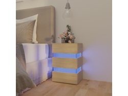 Mesita de Noche con Leds Derivados de Madera Roble Sonoma