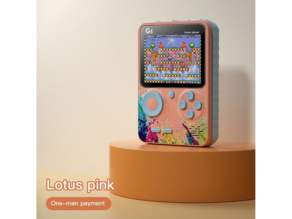 Miniconsola portátil retro con pantalla LCD a color de 3 pulgadas, juegos de 8 bits, 500 títulos clásicos integrados, Logtus Ping Viewleaf