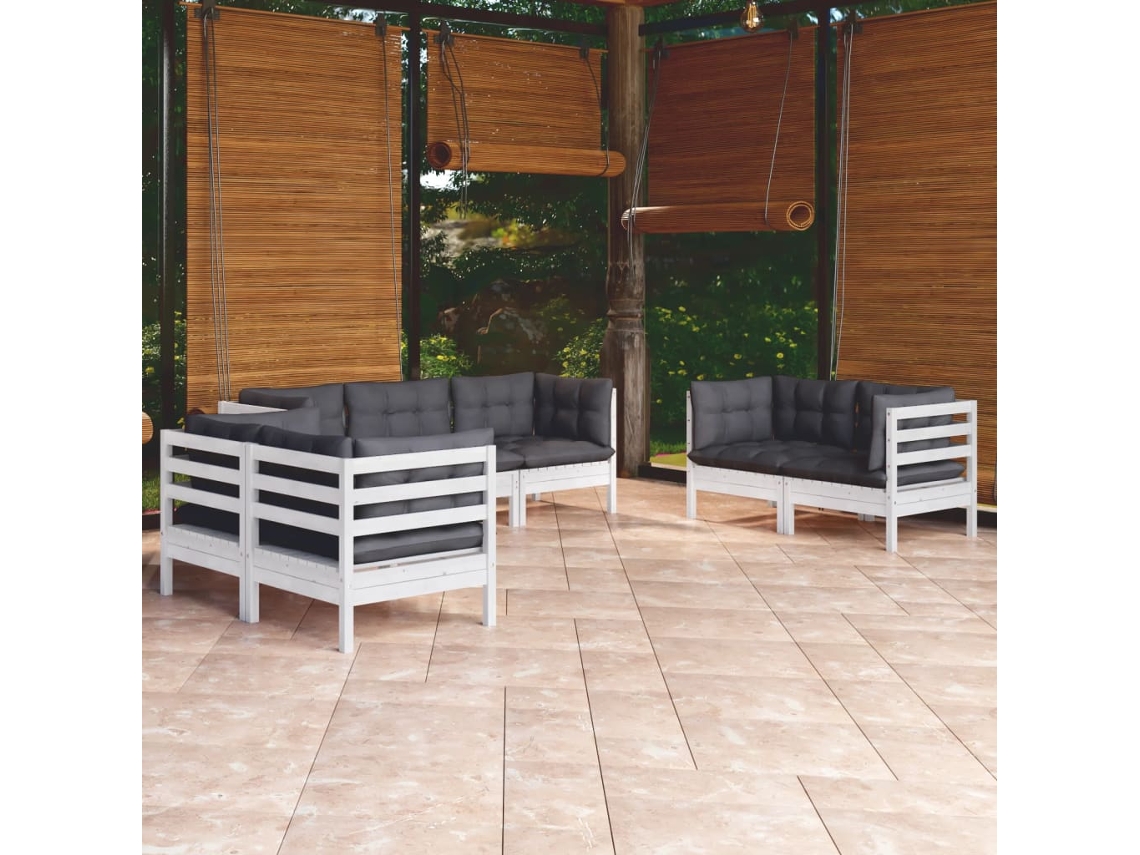 Conjunto de jardín de 7 piezas con cojines en pino macizo DKD Home Decor
