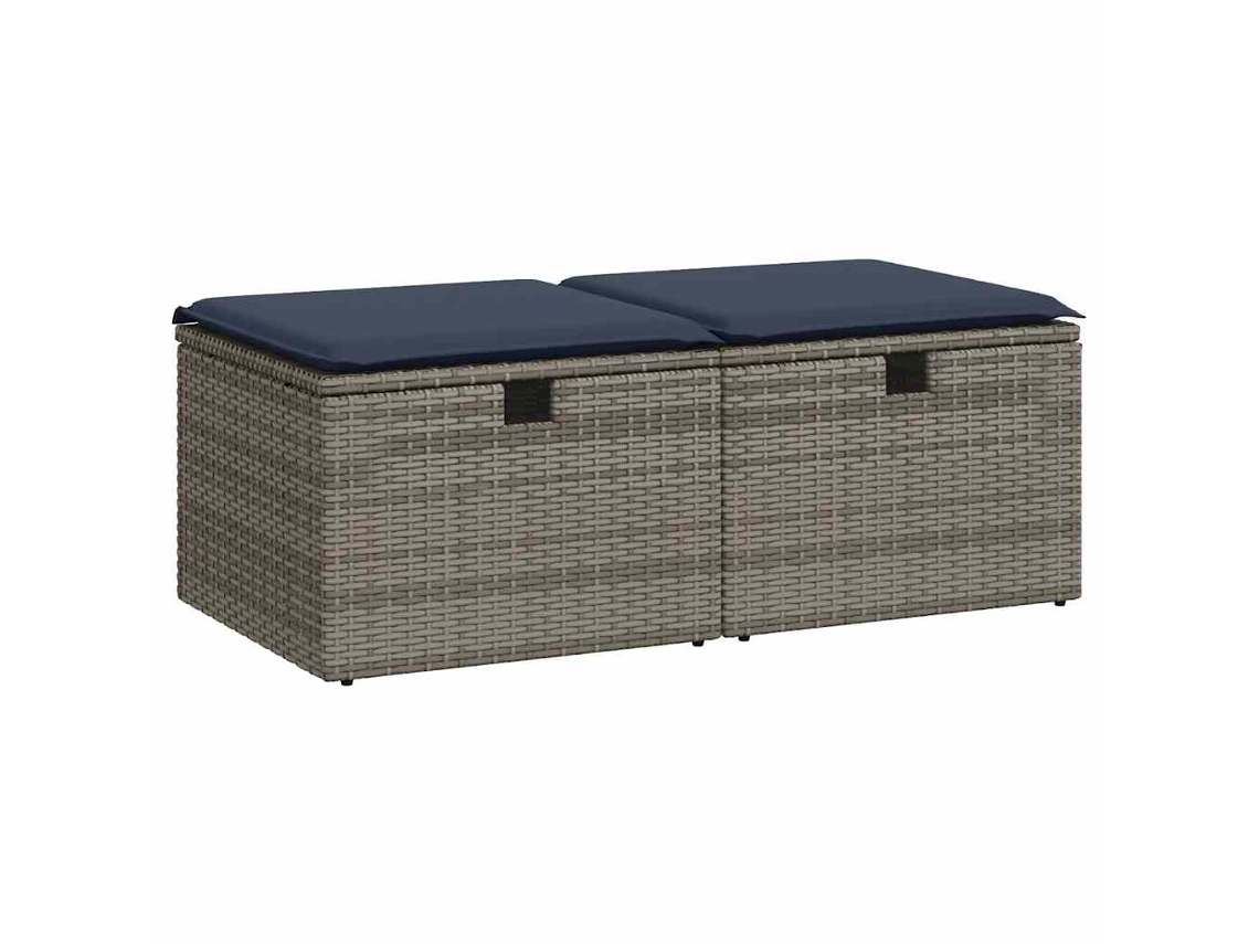 Conjunto de 2 sofás de jardín con cojines Mimbre/Gris Acacia EXCLUSIVO MAISON