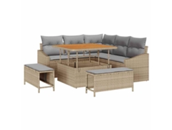 Maison Exclusive - Juego de sofás de jardín de ratán sintético beige de 8 piezas