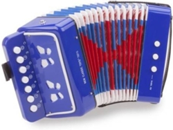 Acordeón infantil azul de 7 teclas y 2 bajos, instrumento musical educativo de Stelasplen.