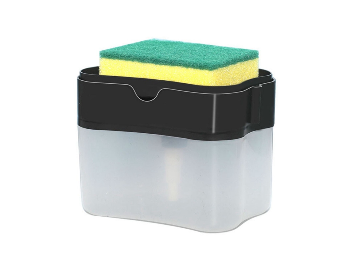 Dispensador De Jabón Líquido Para Platos De Plástico Resistente Con Gran Capacidad Y Almacenamiento Compacto Para La Cocina - Negro