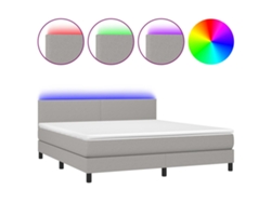 Maison Exclusive - Cama Box Spring Con Colchón Tela Y Led Gris Claro 180x200 Cm