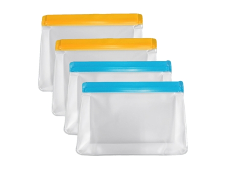 Bolsa Pequeña Para Refrigerios De 4 Piezas - Azul Cielo Y Naranja JEIIBRZUI