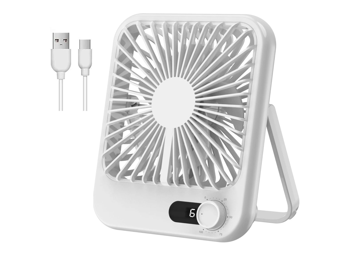 Pequeño Ventilador De Escritorio Usb Portátil Con Pantalla Lcd Para Oficina, Hogar, Blanco Gertiz