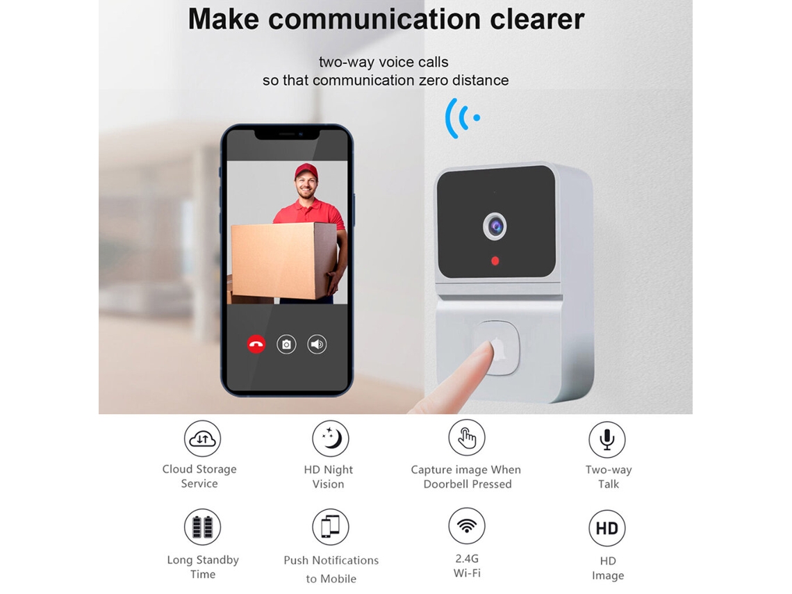 Campana De Vídeo Wifi Visión Nocturna Audio Bidireccional