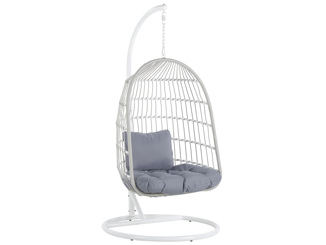 Silla colgante con soporte BELIANI Allera de Poliéster Blanco 102x102x199