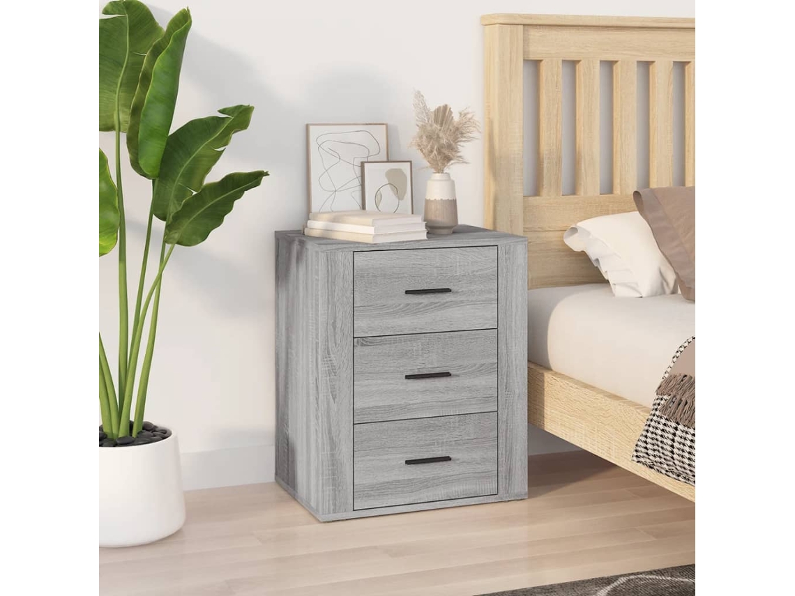 Mesita de Noche 50X36X60 Cm Derivados Madera Gris Sonoma