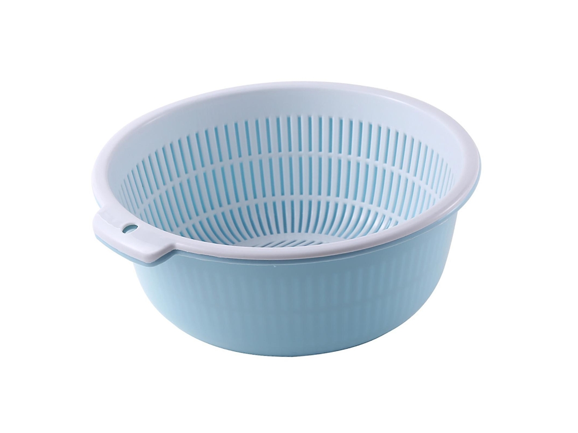 Cesto de lavandería multifuncional, grueso y de gran capacidad con doble capa para escurrir frutas, verduras y arroz.