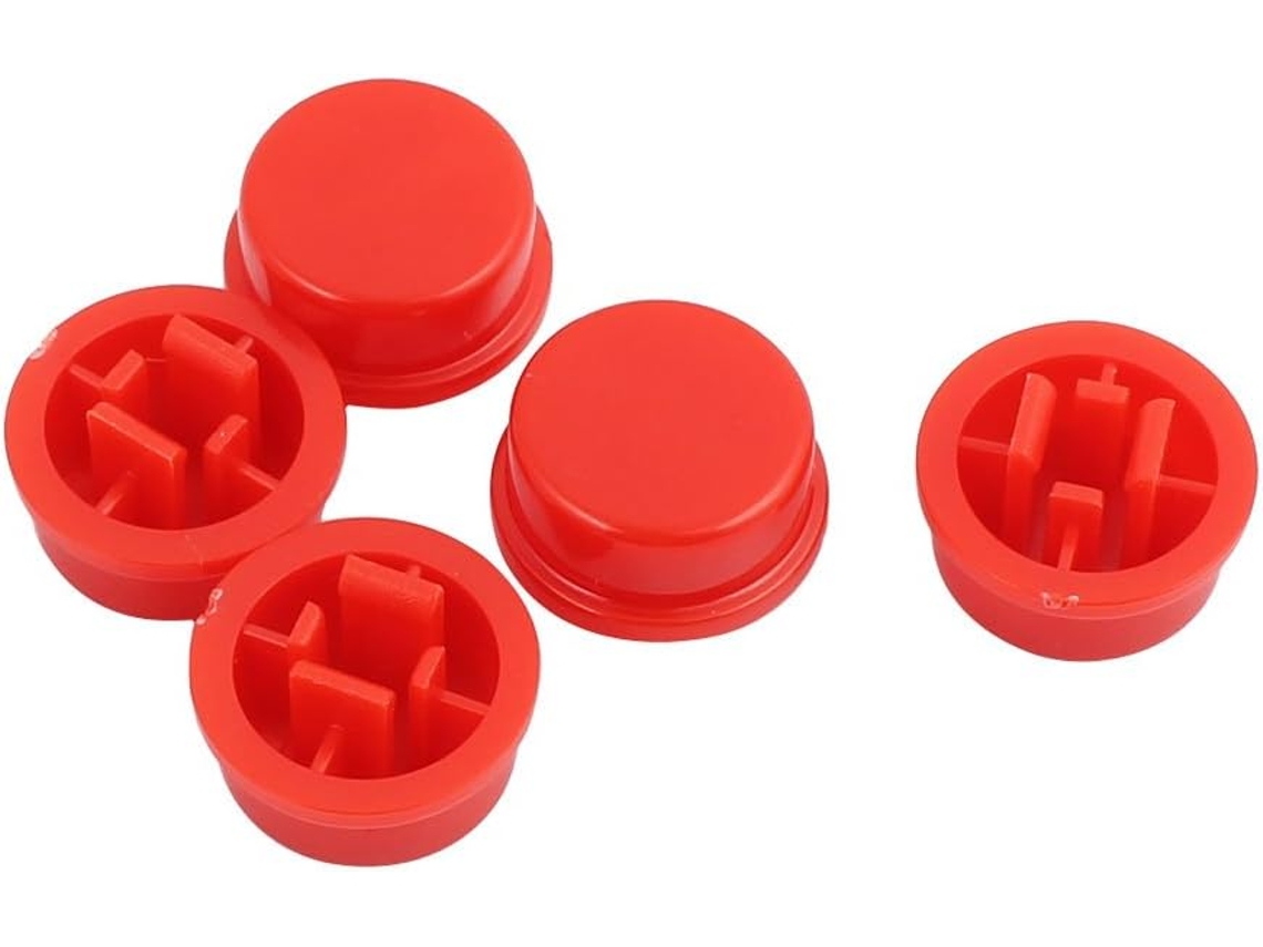 5 Tapas Protectoras Redondas Rojas Para Botones Táctiles De 12x12x7,3 Mm