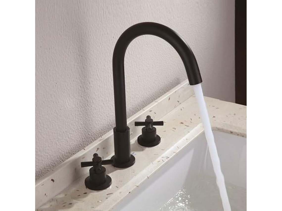 Grifo De Lavabo Con Repisa 123 De Latón Negro, Colección Céphise