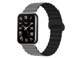 Bracelete Para Xiaomi Band 9 Pro / 8 Pro - Silicone Magnético Reversível - Fecho Duas Cores Cinza + Preto