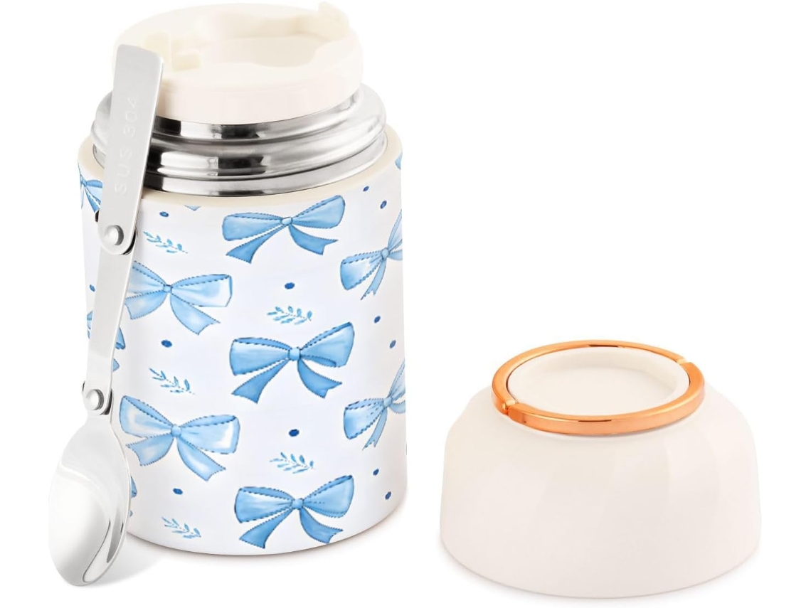 Tarro Térmico Bows De Acero Inoxidable Sin Bpa Con Boca Ancha Para Sopas Y Almuerzos, Incluye Cuchara 500 M...