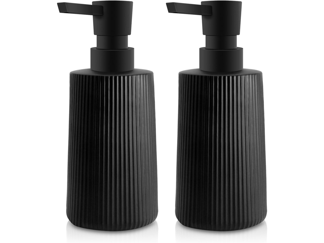2 Dispensadores Vidro Preto 250ml Bomba P Jabón Líquido Banheiro Cozinha Bancada