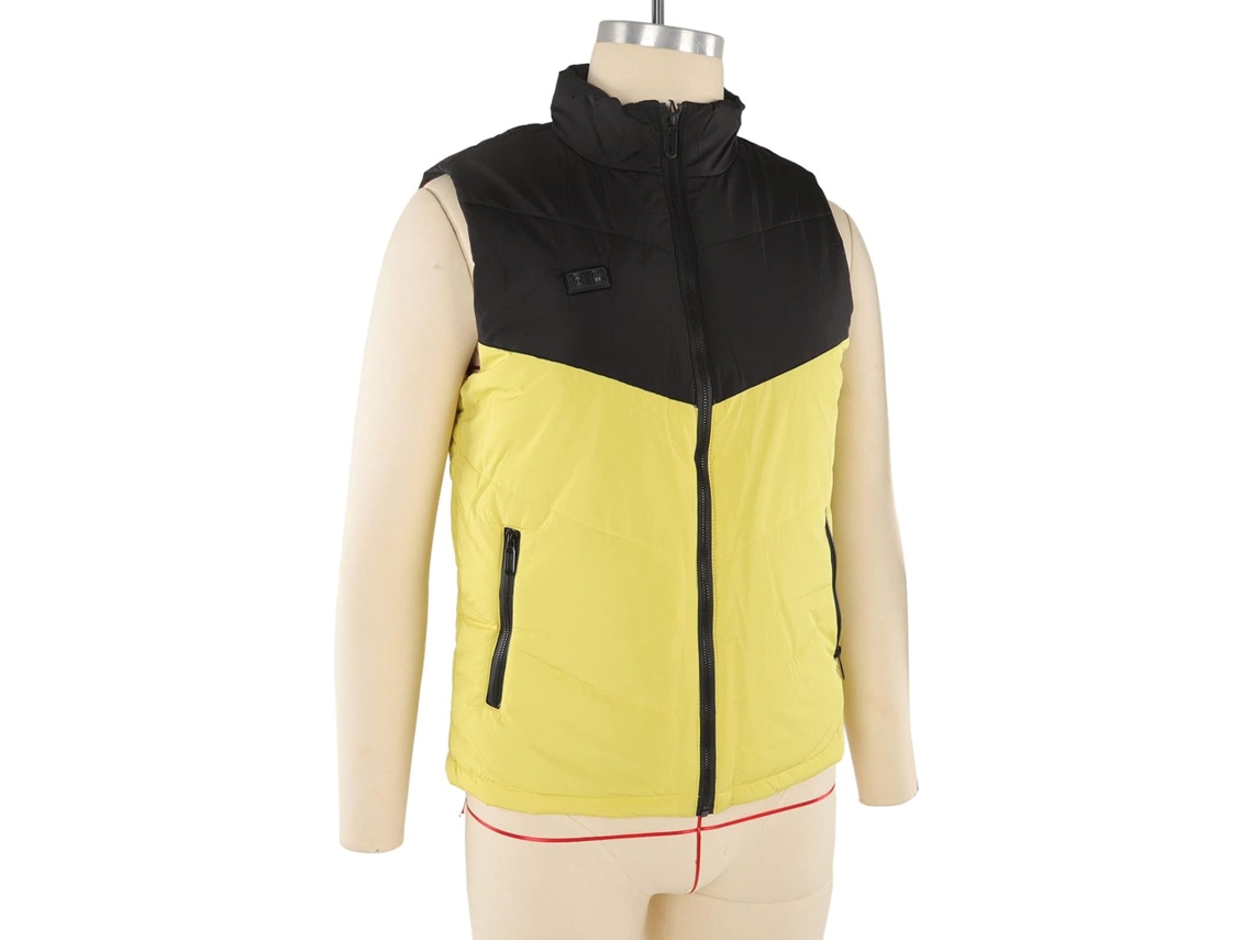 Gilet Chauffant Onze Zonas De Chauffage 3 Niveaux Réglables Alimentation Usb Veste Lavable Jaune