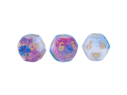 Juego de 3 dados acrílicos de 12 caras, impermeables y ligeros, para juegos de mesa, color azul, morado y blanco (modelo 2026).